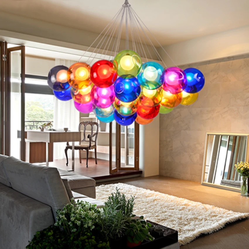 

Nordic Led Pendant Lights Color Bubble Ball Pendant Lamps Home Decor HangLamp Bedroom Living Room Restaurant Lighting Luminaire
