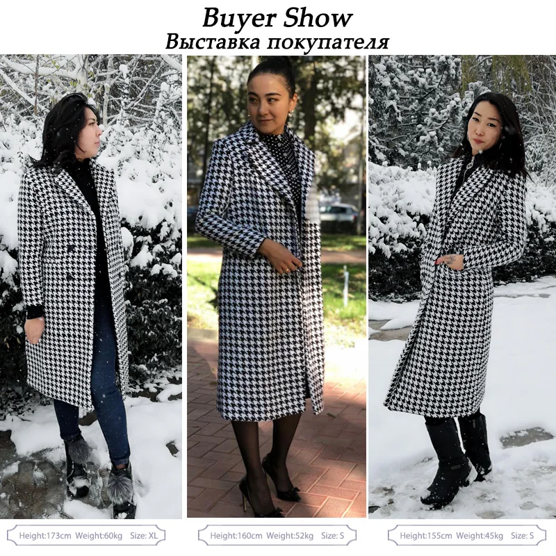 De Femmes Hiver Chaud Double Épaissir Laine Qualité Survêtement Haute Tweed Long Manteau Noir À Poule Boutonnage Formiko Mélange Matelassé ROn1qxPw