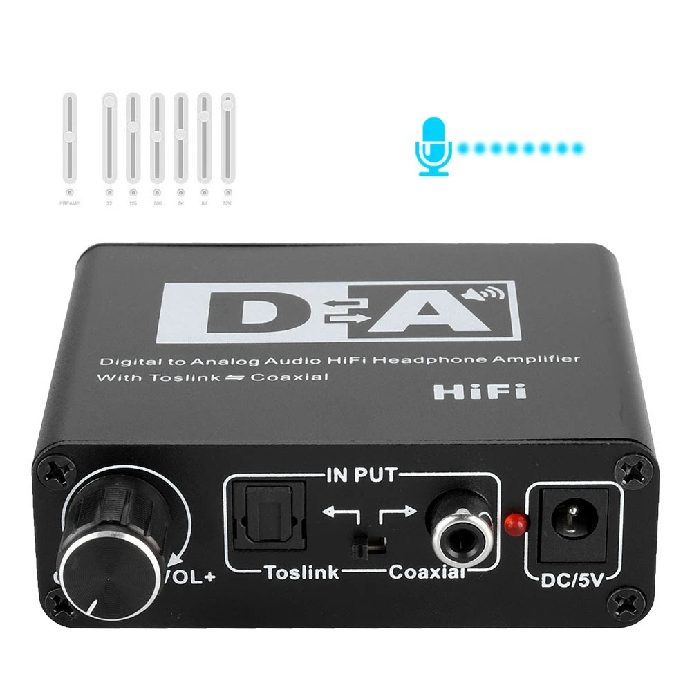 digital audio converter 192KHz/24 bit Digital To Analog HIFI Audio Converter 3.5mm Audio Fiber