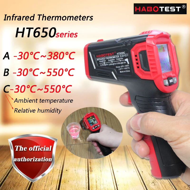 

HABOTEST HT650A/HT650B/HT650C Mini infrared thermometer/infrared electronic thermometer/ambient temperature/humidity measurement