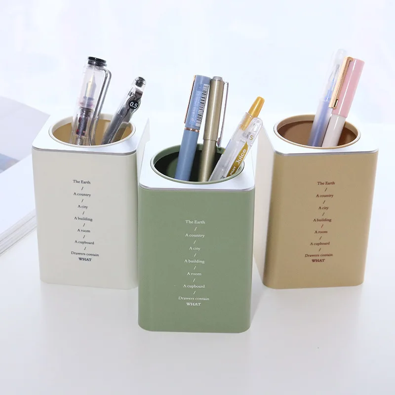 

1 Pcs Creative Fresh Japanese And Korean Stationery Simple Custom Cartoons Pen Holder Cute Office Supplies Bolsa Zakka Plastic