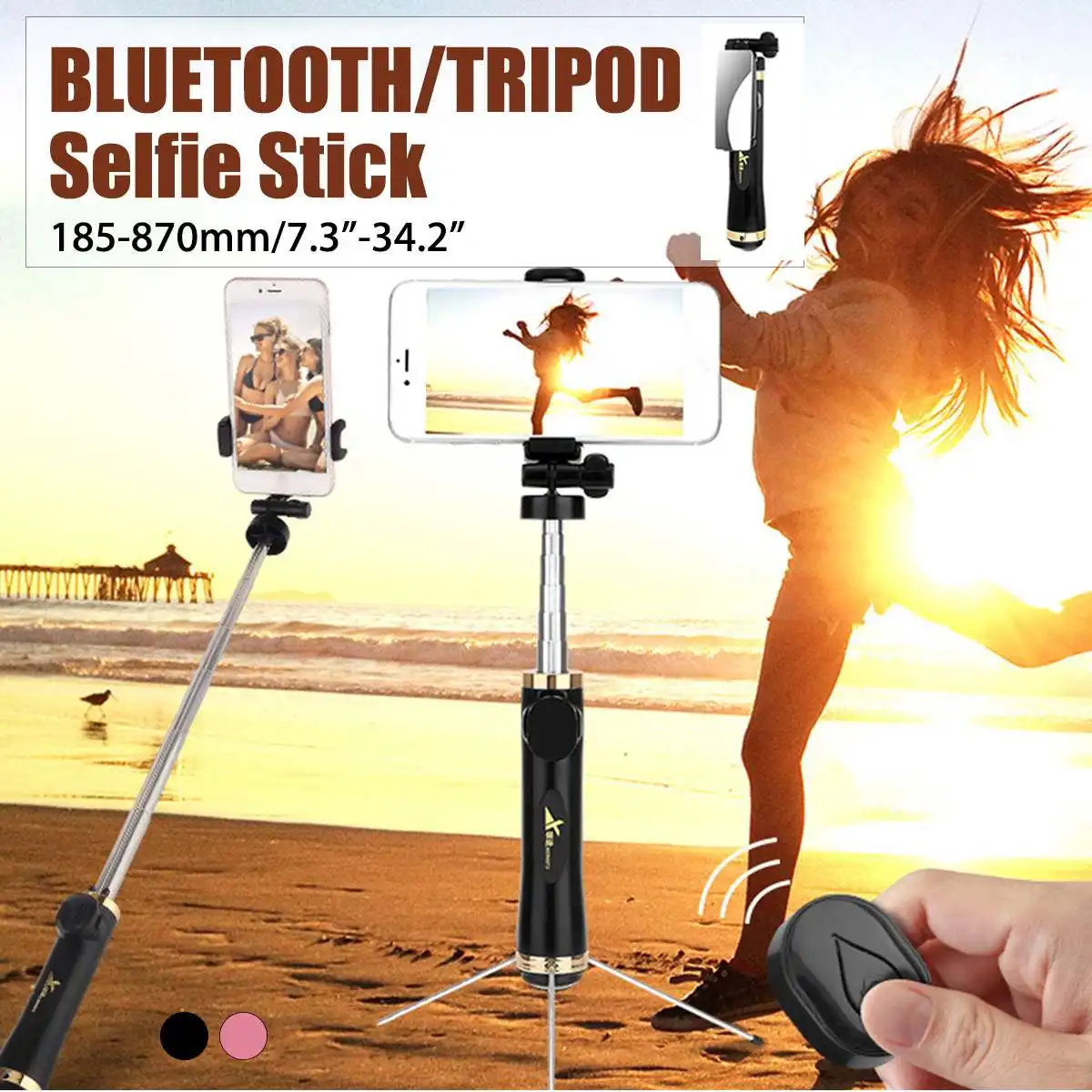 Handheld Tripod Monopod bluetooth Foldable Selfie Stick Remote Shutter