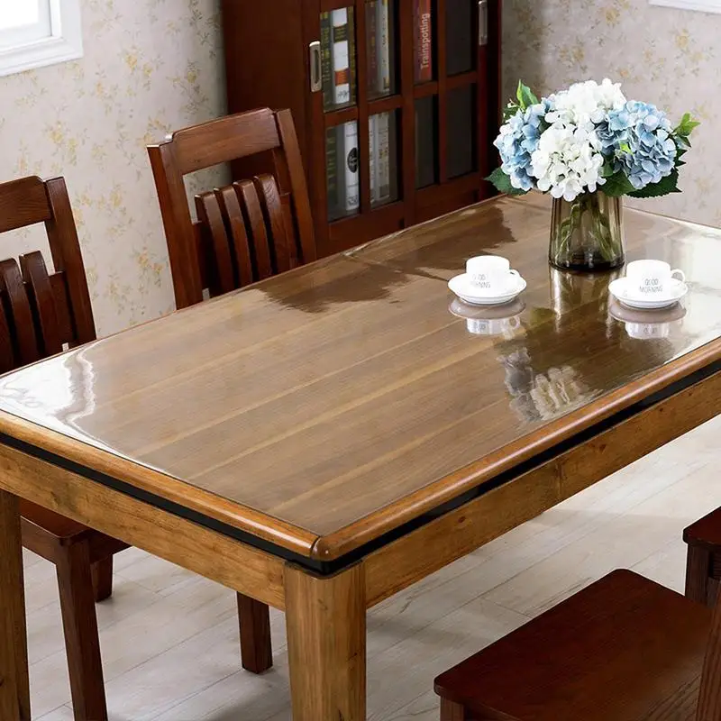 DIY thick transparent table cloth kitchen table cover waterproof oil cloth soft glass tablecloth ship by roll home textile #EO