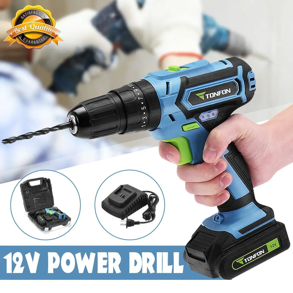 

Xiaomi Mijia Tonfon 3 In 1 12V Rechargable Electric Screwdriver Cordless Lithium Battery Power Drill Impact Drill with Bits