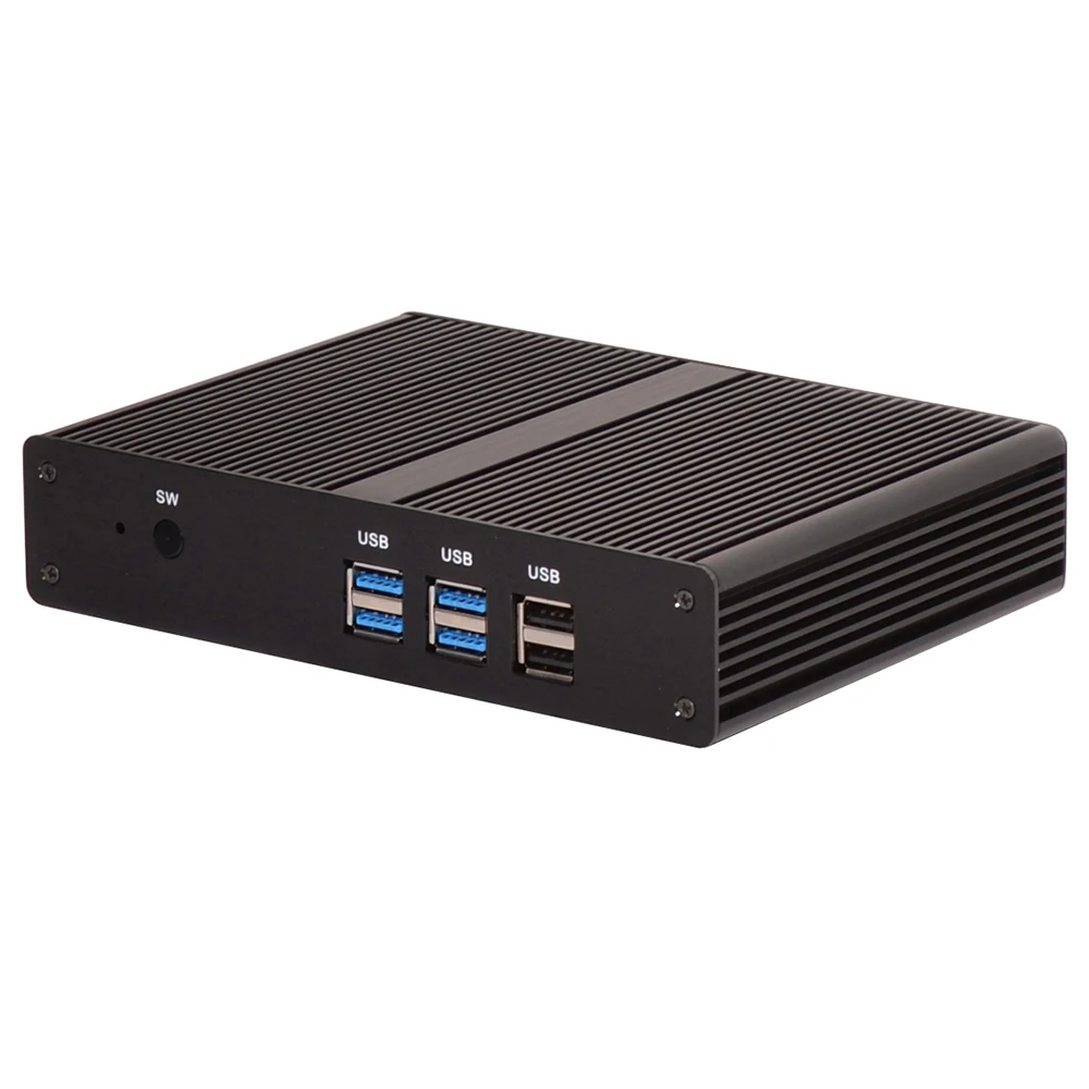 Мини ПК без вентилятора Kodi Box Intel Celeron 3205U/3215U Windows 10/Ubuntu серебристый [HUNSN BM05L]