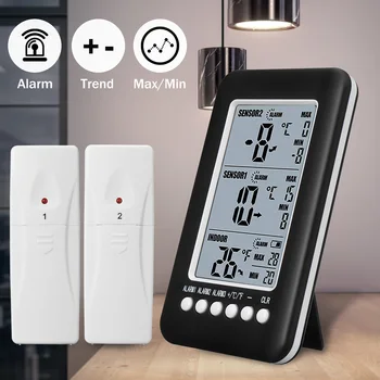 

2 Sensor Wireless LCD Screen Thermometer Clocks Digital Indoor Outdoor Freezer Alarm Thermometer Electronic Display Temperature