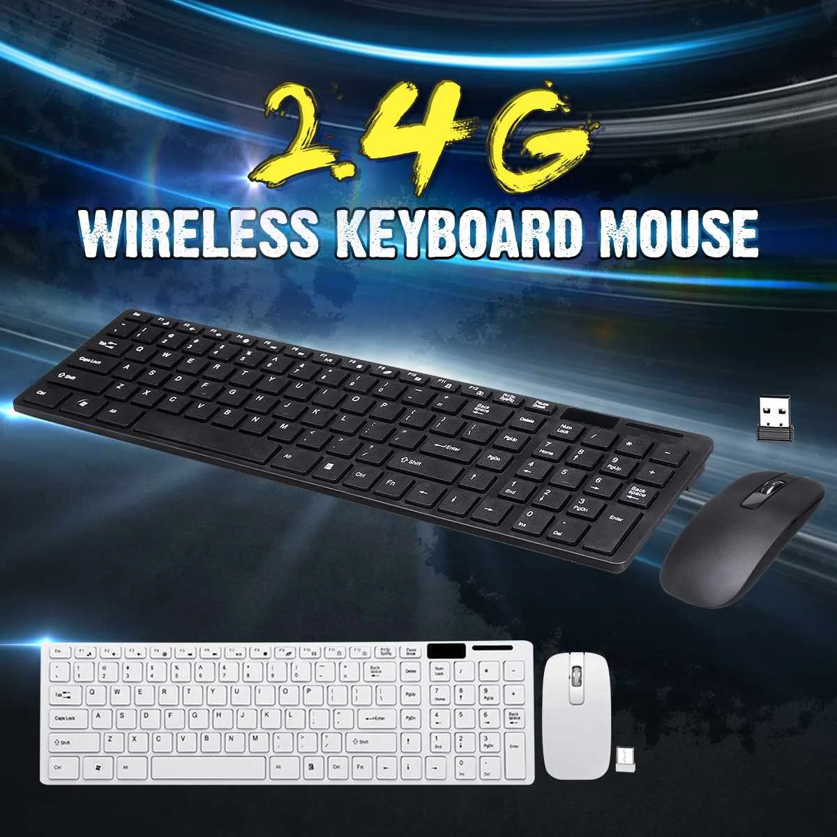 

2.4G Wireless Keyboard and Mouse Combo Set With Keyboard Cover For Notebook Laptop for Mac Desktop PC Office Supplies