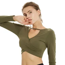 Женский тренажерный зал черный Yoga Crop Tops Training Спортивная одежда для йоги Yoga рубашки фитнес-бег спортивные футболки с длинным рукавом тренировочные Топы