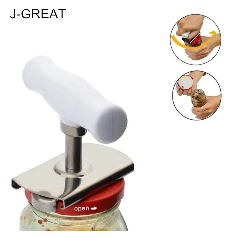 

J-GREAT Adjustable Bottle Opener Stainless Steel Lids Off Anti-skid Labor-saving Twist Screw Capping Kitchen Tool