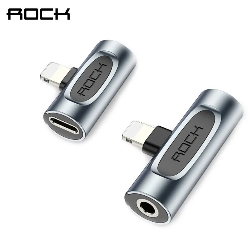 Адаптер Rock OTG для IPhone 11 xs Lightning на 3 5 мм адаптер 2в1 наушников разъем сплиттер