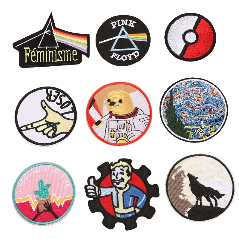 

Patches Embroidery Iron on Patches for Clothes Heat Transfers DIY Sewing Accessories Stripe Rose Flower Badges Motif Appliques