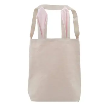 

Easter Pink Bunny Ears Canvas Carry Bag Party Rabbit Fun Accessory