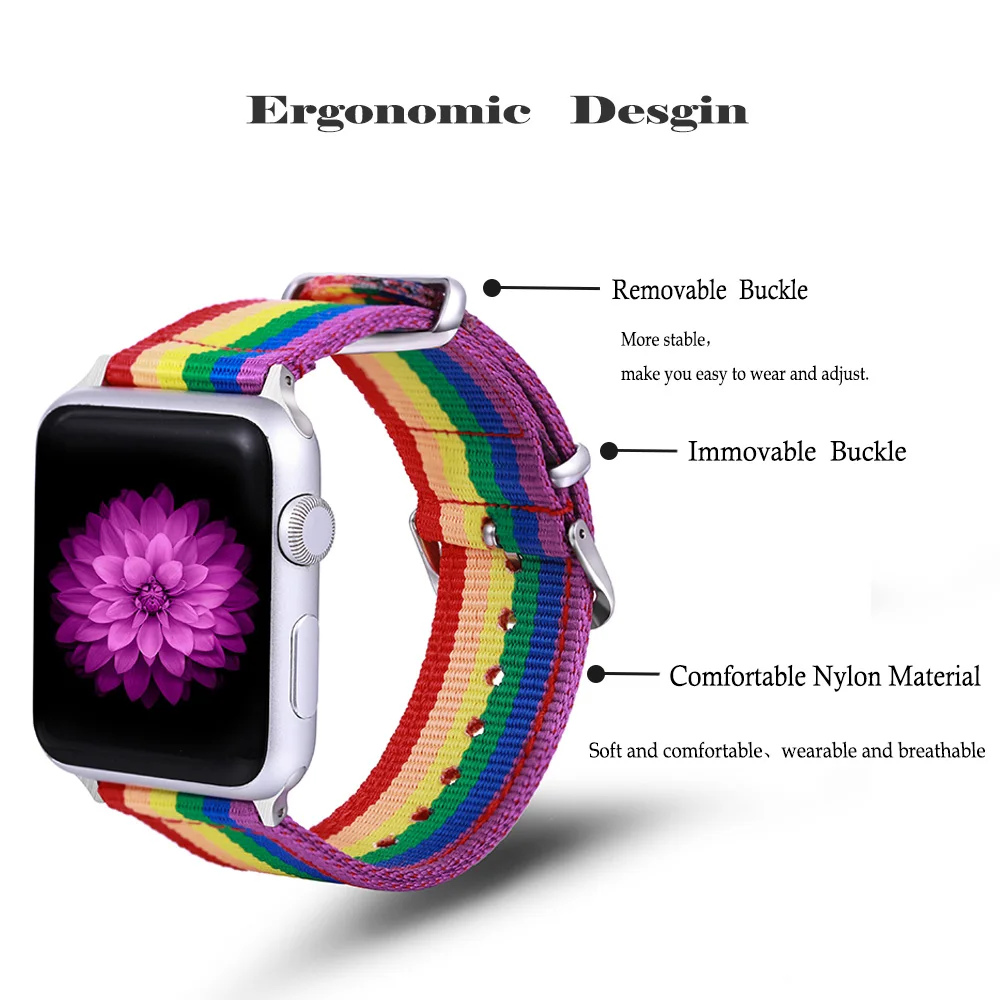 Для apple watch версии нейлоновый ремешок для Watch группа Радужная лента наручных часов