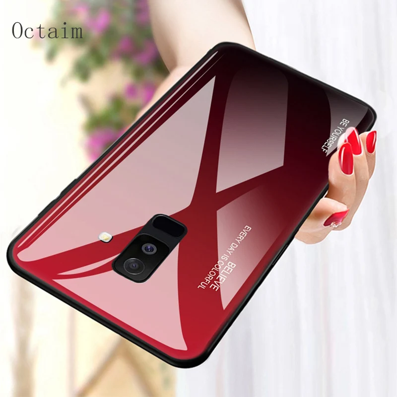 Gradient Tempered Glass Case For Samsung S9 Plus S8 Silicon Bumper Back Cover Note 8 9 A5 A7 2017 J4Plus J6 J8 2018 |