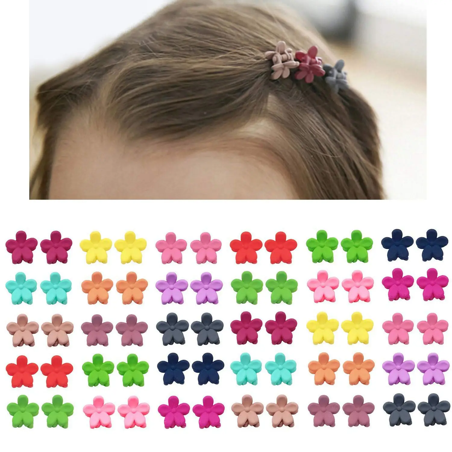 60pcs Women Girl Kids Mini Hair Claw Clips Flower Hair Bangs Pin Kids