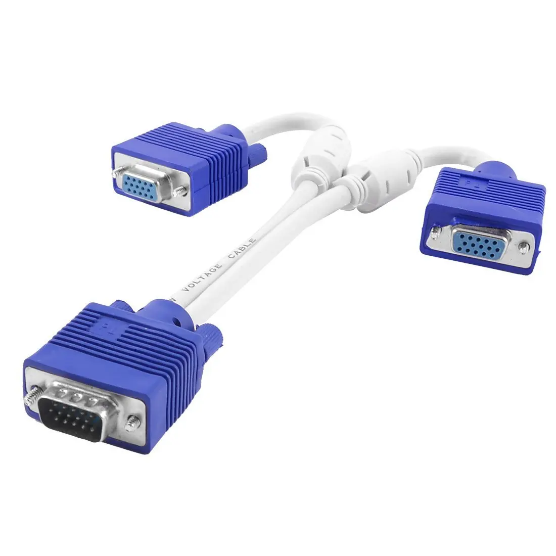 Мужской 15-контактный VGA 25,4 см-Женский 15 VGA кабель двойной-белый/синий