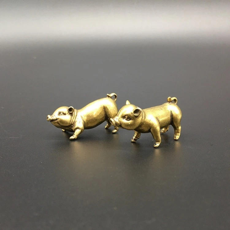 

Collectable Chinese Brass Carved Animal Zodiac Pig Exquisite Small Statues