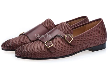 

High Quality Shiny Leather Middle-aged Gentle Man Footwear Round Toe Slip On Side Buckle Strap Business Dress Formal Shoes Men