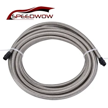 

SPEEDWOW 5M AN Fuel Line Stainless Steel Braided PTFE Brake Hose Oil Cooler Hose Silver AN3 AN4 AN6 AN8 AN10 Racing Hose