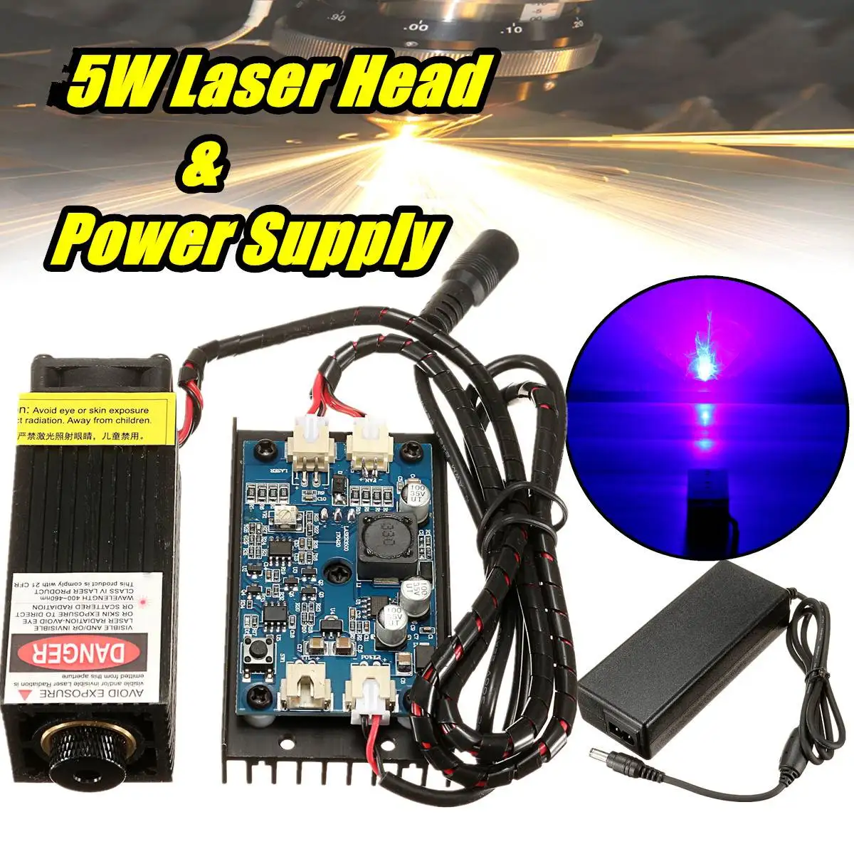 

5W 5000mw 450nm Blue light Laser Head laser Module Engraver Accessory for CNC laser Carving Engraving Machine With TTL Modulatio