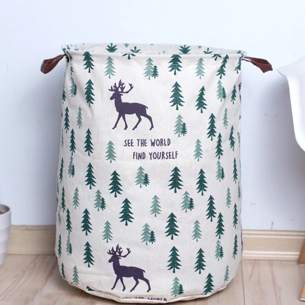 

Foldable Cylinder Laundry Clothes Basket Cotton and Linen Waterproof Large Capacity Opening Storage Hamper Toys Debris Basket