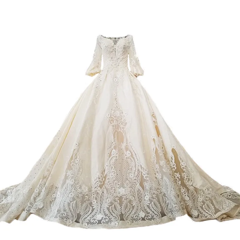 long sleeve ivory gown