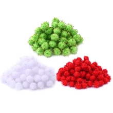 300 шт красные, зеленые, белые блестящие меховые шары, рождественские помпоны с помпонами, помпоны для самостоятельных проектов, художественные поделки, игрушки для украшения дома и комнаты