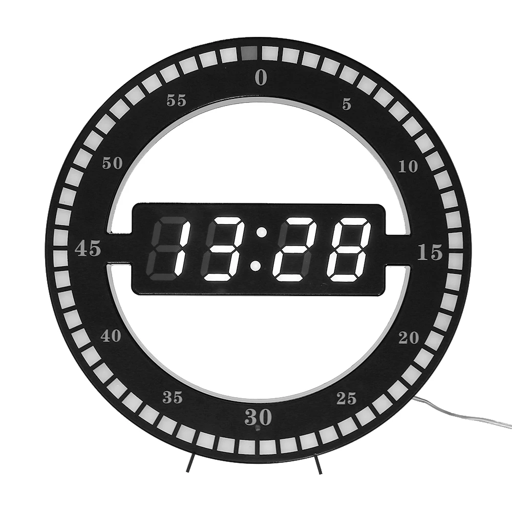 Circular Photoreceptive LED Digital Wall Clock Modern Design Dual-use Dimming Clocks For Home Decoration EU/US PLUG | Дом и сад
