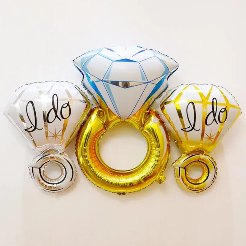 

2019 Wedding Marriage Balloon Diamond Ring Balloon Bride Ring Engagement Foil Valentine Balloons Party Decoration Supplies