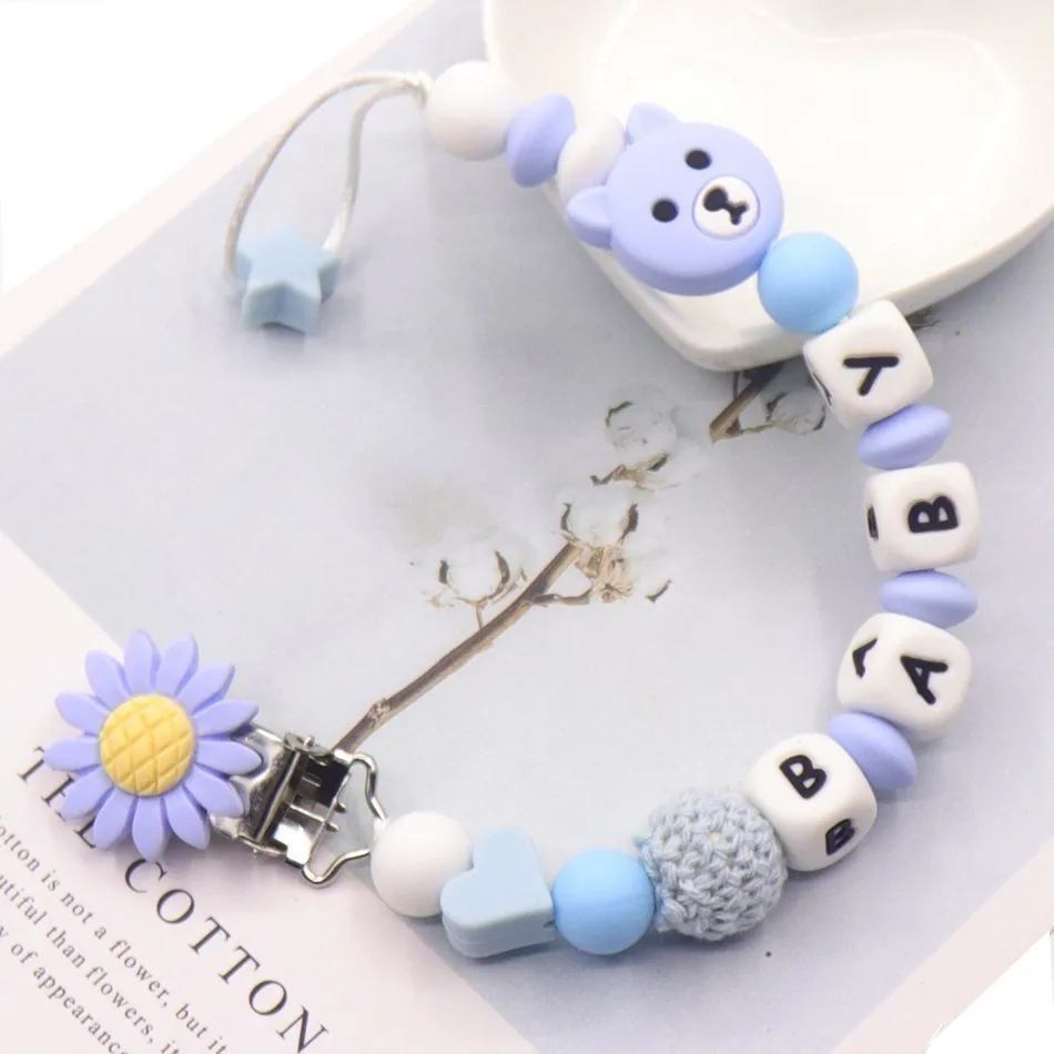 

2019 Personalized Baby Pacifier Clip, Baby Name Of Cute Bear Pacifier Clip, Baby Dummy Clip, Baby Shower Gift, No Bisphenol A