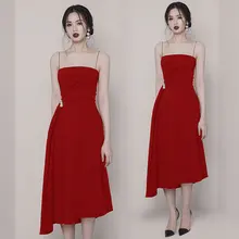 Красное черное платье для женщин весна лето vestidos шаблон сексуальный спагетти ремень темпераментное платье vestido
