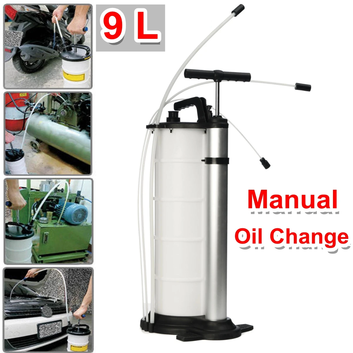 9L Vacuum Oil Fluid Suction Extractor Changer Manual Car Fuel Pump Tank