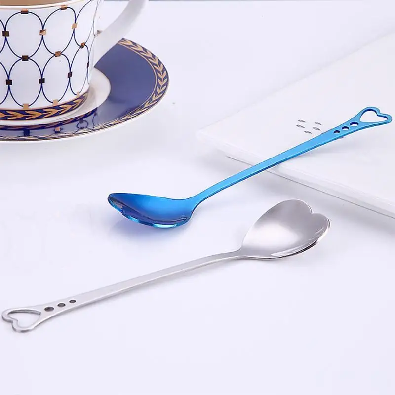

1pc Coffee Spoon Heart Shape Spoon Stainless Stirring Spoons Ice Cream Teaspoon Kitchen Dessert Gift A20