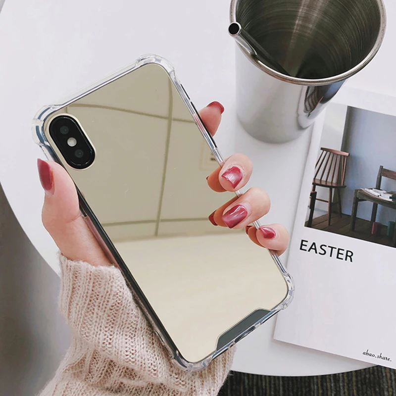 Роскошный зеркальный чехол для iphone XS Max XR силиконовый мягкий ударопрочный из ТПУ