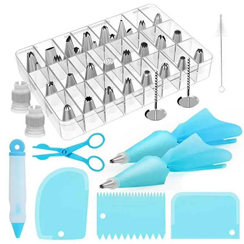 

43Pcs/Set Mounting Pattern Nozzle Scissors Scraper Nozzle Pen Cream Bag Mounting Nail Cleaning Brush Kitchen Cake Tools