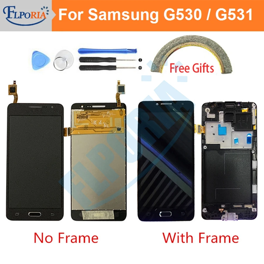 Дешево Для samsung Galaxy Grand Prime G531 G531F SM G531F G531H ЖК дисплей Дисплей кодирующий преобразователь сенсорного экрана в сборе с рамкой для samsung G530