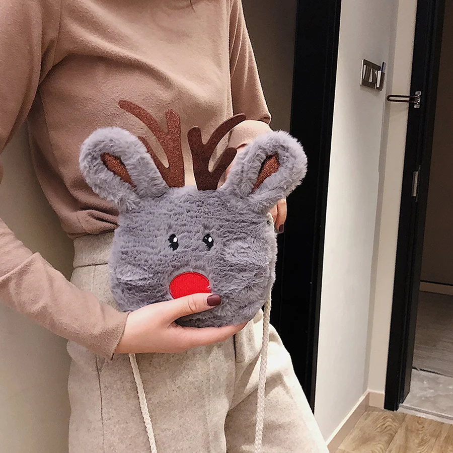 Новая корейская модная Рождественская плюшевая сумка на плечо для женщин