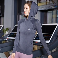 BINAND Hooded Solid Hollow Women Elastic Gym Long Sleeve Quick Drying Comfortable Slim Fit Running Bodybuild Workout Sports Tops