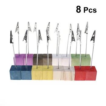 

8 Pcs Table Number Holder Various Colors Cube Solid Seat Holder Card Holder Picture Clips for Wedding Meeting Party