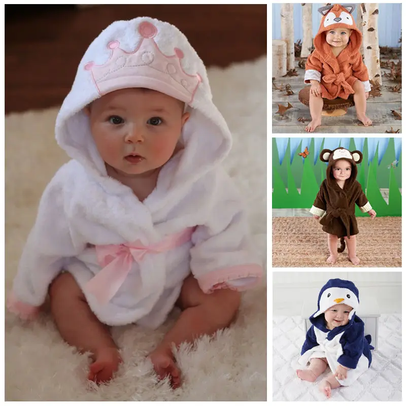 

Cute Animal Baby Bath Towel Coral Fleece Blanket Infant Hooded Wrap Bathrobe