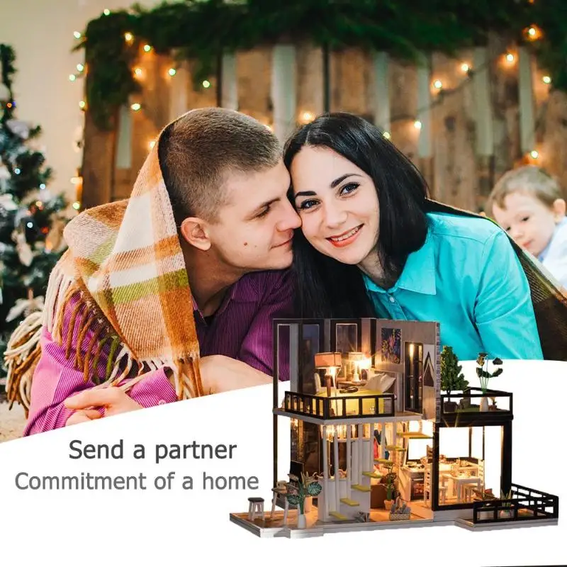 

Assembly Building Model Toy Doll House Wooden Miniature DIY Dollhouse Furniture Kit Handicraft 2019Birthday Valentine's Day Gift