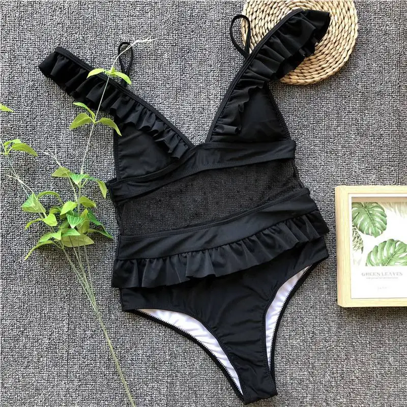 

New Women Flower One-Piece Suit Swimsuit Beachwear Soild Swimwear Backless Monokini Bathing Sexy