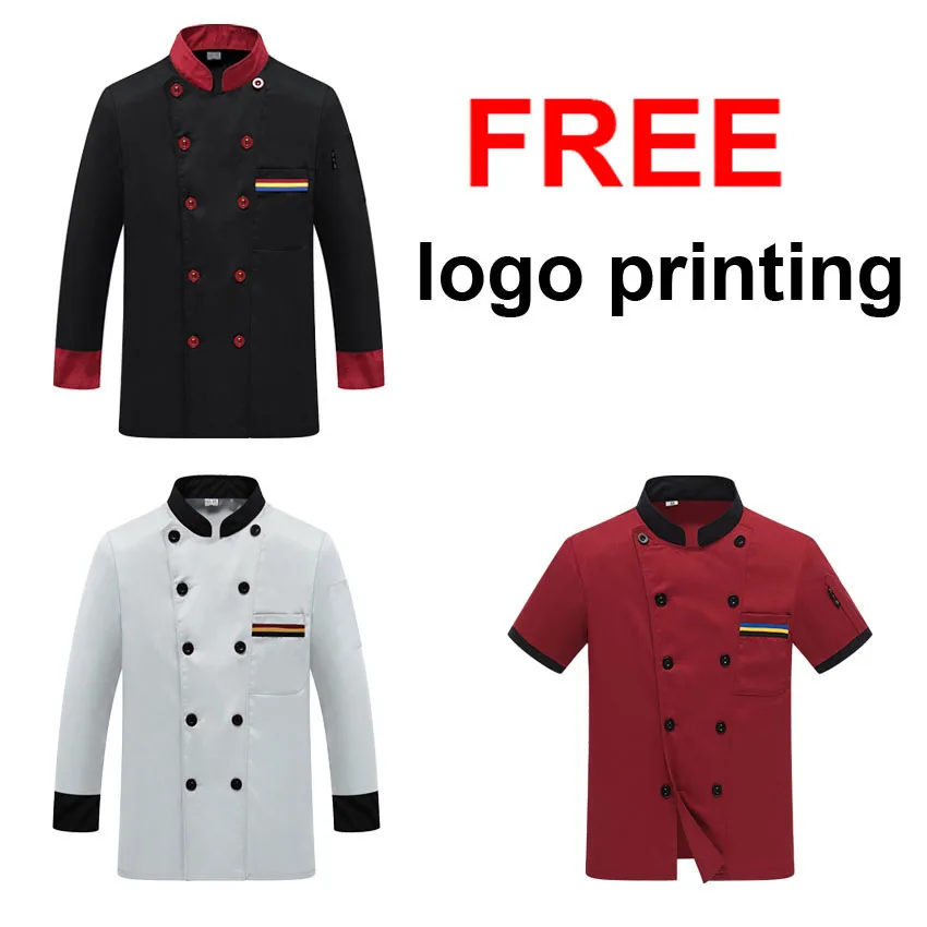 

Chef Uniform Costume Breathable Food Service Top Free Logo Printing Short&full Sleeve Restaurant Kitchen Man Shirt Clothing