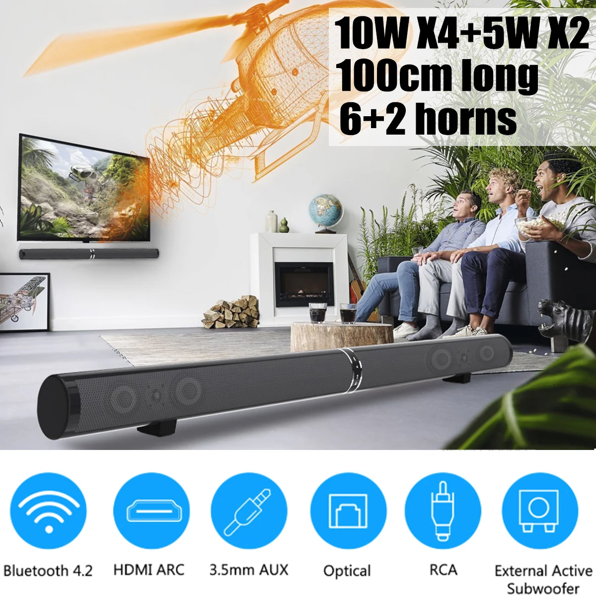 

bluetooth Soundbar 3D Home Theater Sound System Sound Bar Wireless Speaker For TV AUX HDMI ARC RCA Optical Input
