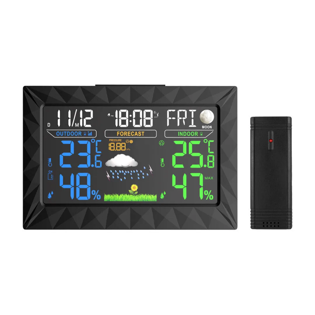 

Wireless Colored LCD Weather Station Temperature Humidity Meter Barometer Sensor Digital Thermometer For Indoor Outdoor