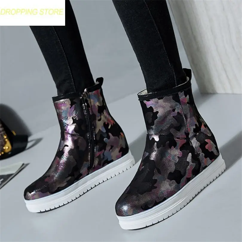 

Women Knitting High Heel Ankle Boots Winter Warm Wedges Platform Punk Pumps Shoes Sneaker Shoes 2019 Snow Boots New