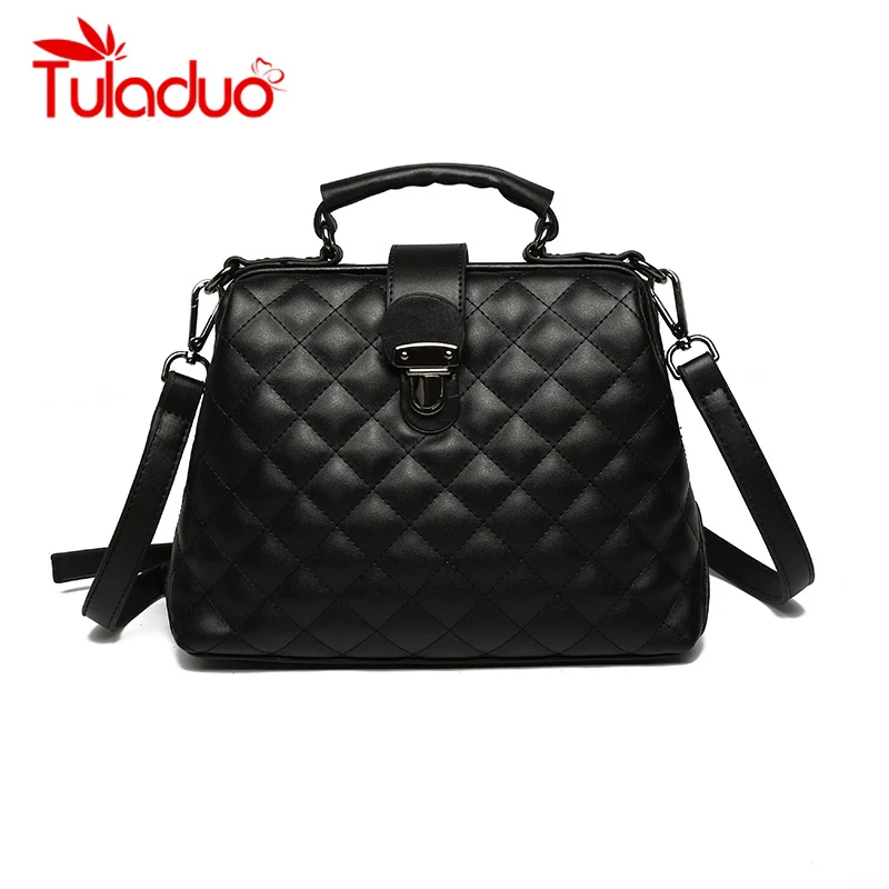 Steven Luxury Bags for Women 2018 Plaid Handbag Designer Leather Tote Bag Reto Shoulder Bags Ladies Quilted Messenger Bag Black