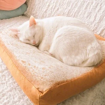 

New Design Bread Mat Toast Cat Bed Mat Soft Fleece Puppy Cushion Detachable Wash Small Dog Bed For Chihuahua 38*38*6.5cm 27