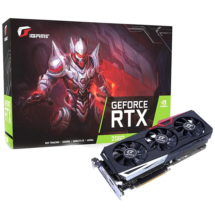 Оригинальная Красочная видеокарта iGame GeForce RTX 2060 Ultra OC для игр, 6 ГБ, GDDR6, 192 бит, 1755 МГц, одна клавиша, карта разгона