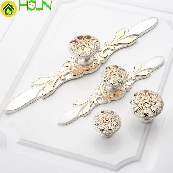 

Shabby Chic Dresser Handles Pulls Knob Drawer Handles White Gold Kitchen Cabinet Handles Back Plate Flower Blossom Door Pulls